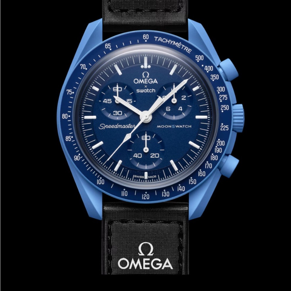 Omega Swatch Blue Speedmaster Mission to Neptune.